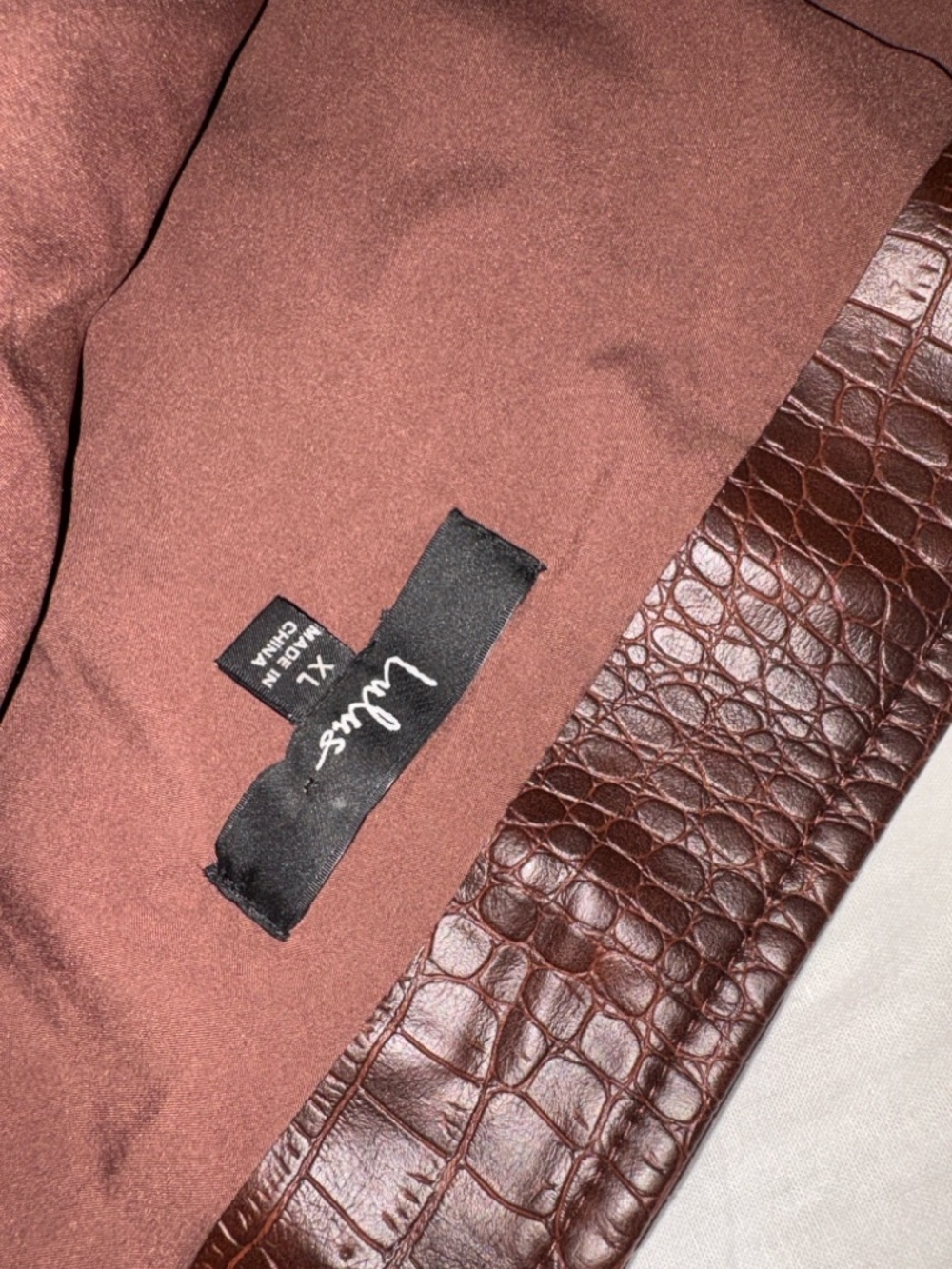 Lulu's Chocolate Brown Croc-Embossed Mini Skirt with Front Slit - Picture 5 of 5